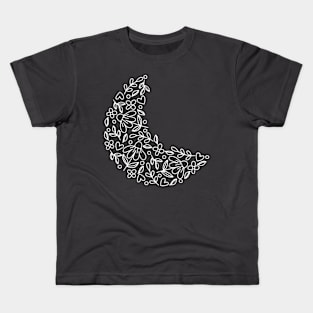 White (negative Space) Floral Moon Kids T-Shirt